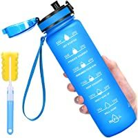Los mejores  - Favofit 1 Litro Botella de Agua Deportiva con Marcador de Tiempo Motivacional- Filtro de infusor de Frutas y Cepillo de…
